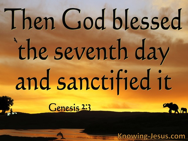Genesis 2:3  God Blessed The Seventh Day And Sanctified It (orange)